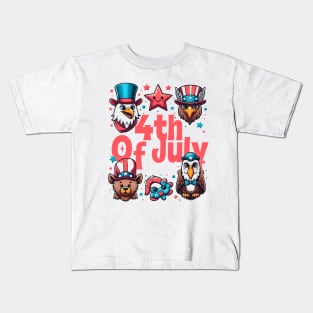 Coquette 4th of July  American Flag USA Retro 4th of July Kids T-Shirt